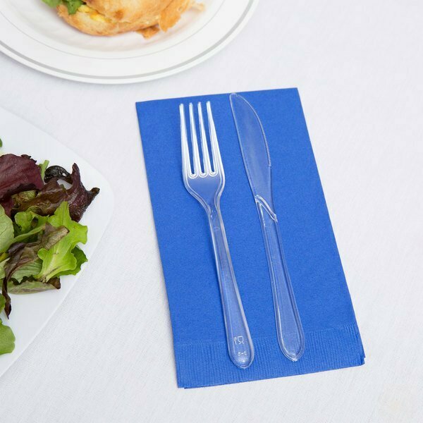 Creative Converting 953147 Cobalt Blue 3-Ply Guest Towel / Buffet Napkin, 192PK 5003GTCB